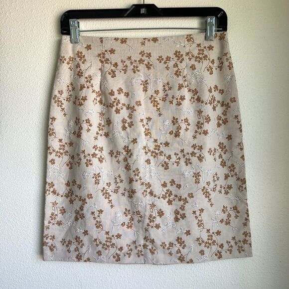 CLAUDIA FASHION Vintage 90s High Waist Gray Beige Floral Mini Skirt Women Medium - Picture 1 of 5